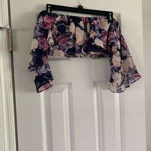 Floral print boho crop top